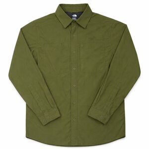 The North Face Nylon Button Up Shirt Medium Green Long Sleeve